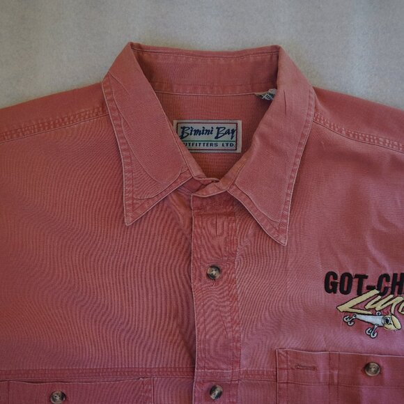 Vintage Bimini Bay Got-Cha Lure Men's Large Embroidered Button-Down Shirt 89870 - Picture 5 of 14